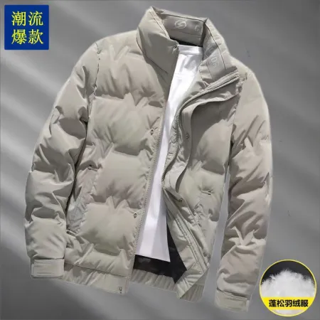 A new winter casual short and trendy men's down jacket with a stand-up collar and duck down, loose, light and thick warm coat A new winter casual short and trendy men's down jacket with a stand-up collar and duck down, loose, light and thick warm coat